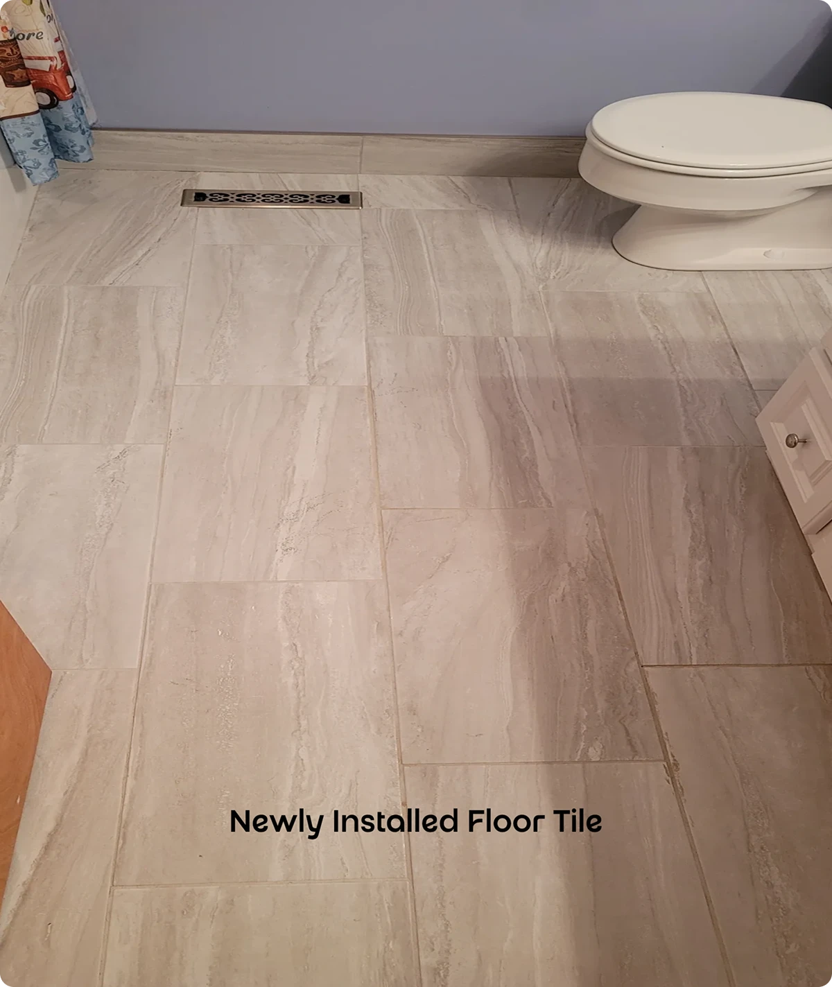 Bathroom with new tile flooring